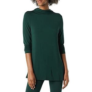 Amazon Essentials Dames Jersey lange mouwen Mock Neck Swing Tuniek (voorheen Daily Ritual), diepgroen, Medium