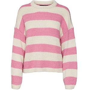 VERO MODA VMIRMA LS O-hals pullover Boo L/S gebreid product, berk/stripes: cyclamen, L, Birk/stripes: cyclama's, L