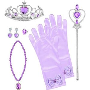 W WIDMANN prinsessenaccessoires voor kinderen, sieraden en handschoenen, koningin, accessoires, carnavalskostuums