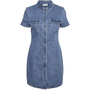 Noisy may Damesjurk met korte mouwen, blauw (medium blue denim), XL