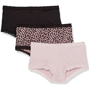 Maidenform Damesslips voor jongens (verpakking van 3 stuks), zwart/glans/zippy dier, M