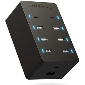Sabrent 100 Watt 8-Port Family-Sized USB Rapid Charger [UL Certified ] - Includes 2 PD (Power Delivery) Ports (AX-ADPD)