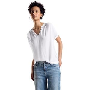 Materiaalmix T-shirt, wit, 44