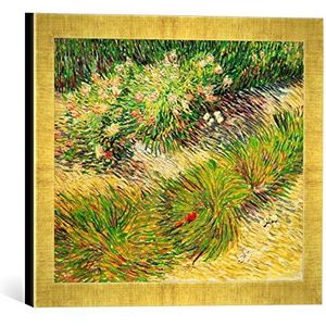 Ingelijste afbeelding van Vincent Van Gogh vlinders en bloemen, kunstdruk in hoogwaardige handgemaakte fotolijst, 40 x 30 cm, Gold Raya