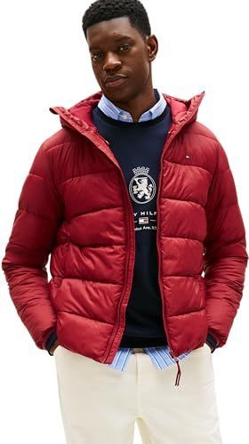 Tommy Hilfiger - Mw0mw41983 - Jas - Geweven Textuur - Halfzware Puffer Jacket met Capuchon