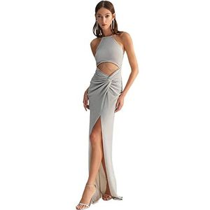 Trendyol TCLSS23AE00000 Avond- en afstudeerjurk, Grijs/Fleece Bemanning, 38 Dames, Grijs/fleece bemanning, 32 NL