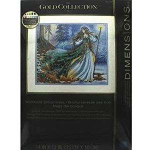 DIMENSIONS Gold Collection kruissteekset, Woodland Enchantress, 16 Count Dove Grey Aida, 14 „x 12