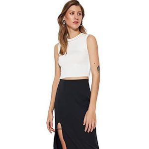 Trendyol Dames Slim Basic Crew Neck Knitwear Blouse Shirt, Ecru, S