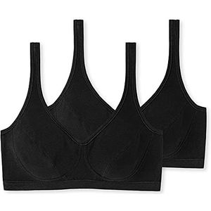 Schiesser Bustier met cups, 2 stuks, biologisch katoen, 95/5 organisch, Zwart 174927, 80A