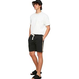 Trendyol Heren Black Male Regular Fit Lane Shorts & Bermuda Casual Shorts, M
