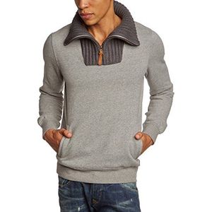 edc by ESPRIT Heren slim fit sweatshirt met kraag, grijs (medium grey melange 070) (Cm), S
