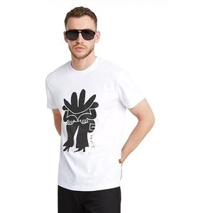 G-STAR RAW Heren Boots Illustration R T T-shirt, Wit Wit D25687 C336 110, XL