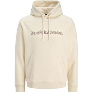 JACK & JONES Jorsplit Aop Branding Sweat Hood voor heren, antiek wit., XS