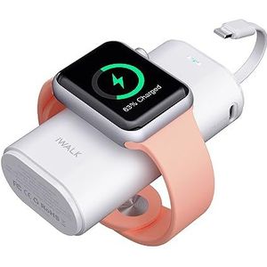 iWALK Draagbare oplader voor Apple Watch, externe batterij 9000 mAh met geïntegreerde kabel, oplader voor Apple Watch en telefoon, compatibel met Apple Watch 7/6/Se/5/4/3/2/1, iPhone