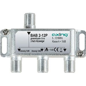 Axing BAB 2-12P 2-voudige aftakker, 12 dB, kabeltelevisie, CATV multimedia DVB-T2, klasse A+, 10dB, 5-1218 MHz, metaal