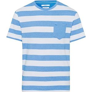 BRAX Heren Style Troy S Two Tone Pique gestreepte borstzak T-Shirt, GreÂM, grijs, M