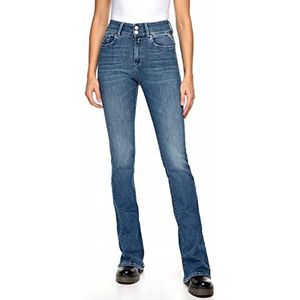 Replay Dames Newluz Flare Jeans, 009, medium blue., 32W x 34L
