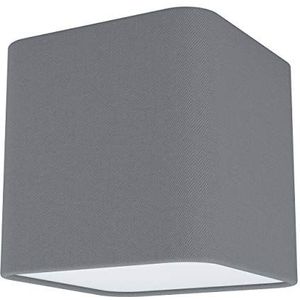 EGLO Posaderra Plafondlamp, 1-lichts moderne plafondlamp van staal, textiel en kunststof in grijs en wit, voor woonkamer/keuken/hal, E27-fitting, 14 c
