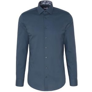 Seidensticker - Herenoverhemd - Turkoois - 100% Katoen - Slim Fit