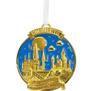 Hallmark Hogwarts Hogeschool voor Hekserij & Hocus-Pocus Premium Metalen Ornament, Nachtscène, Harry Potter Boomdecoratie, Kerst Hangende Ornament, Geschenken voor Kerstmis
