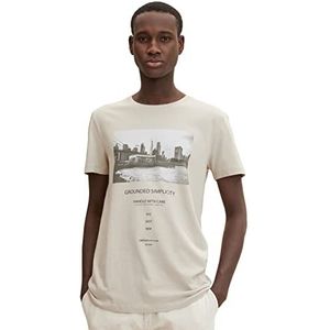 TOM TAILOR Denim Uomini T-shirt met fotoprint 1033026, 11754 - Light Dove Grey, XL