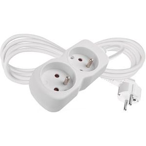 EMOS - 2-voudige stekkerdoos 2 m - 2 Franse stopcontacten 45° gedraaid, Franse standaard