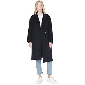 Trendyol Effen oversized mantel voor dames en heren, Donkerblauw, 68