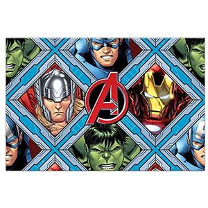 Procos 10115574 87968 - Party tafelkleed Mighty Avengers, afmeting 120 x 180 cm, afwasbaar, herbruikbaar, tafelkleed, decoratie, verjaardag, themafeest, Meerkleurig