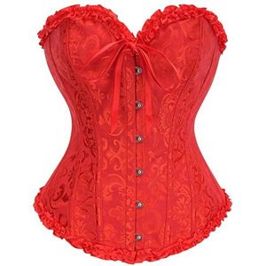 SZIVYSHI Dames volledige borst korset top gothic vintage korset bustier korset, rood, S