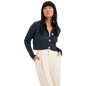 Trendyol Dames Slim Basic Polo Neck Knitwear Vest, Indigo, M