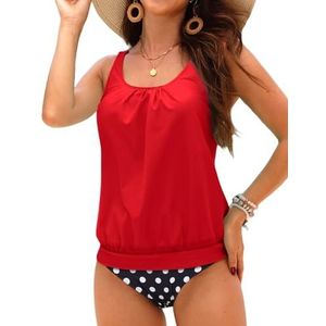 Yonique Tankini-badpak voor dames, rood, M