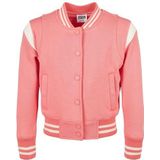 Urban Classics Meisjesjas Girls Inset College Sweat Jacket, college jas van sweatstof verkrijgbaar in vele kleuren, maten 110/116-158/164, Palepink/wit zand, 122/128 cm