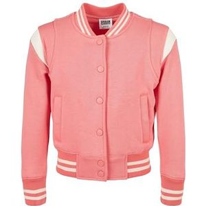 Urban Classics Inset College Sweat Jacket voor meisjes, Palepink/wit zand, 134/140 cm