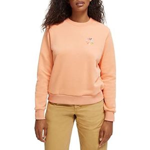 Scotch & Soda Dames Regular Fit Crewneck Sweater met borst borduurwerk, Shrimp 2755, S