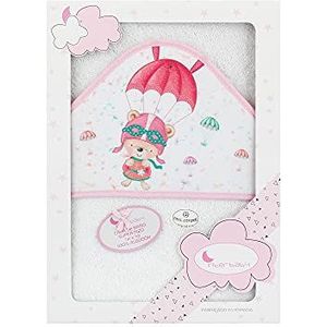 Interbaby 01228-12 baby badhanddoek met capuchon PARACAIDISTA, wit roze, roze