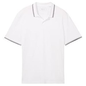 TOM TAILOR Denim Basic poloshirt voor heren van katoen, 20000 - wit, M