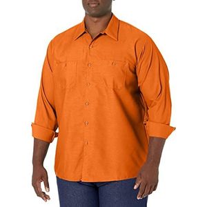 Red Kap Men's Size Industrial Work Shirt, Regular Fit, Long Sleeve, Orange, 2X-Large/Tall