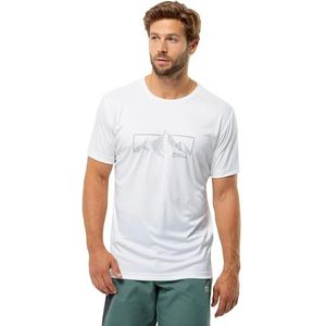 Jack Wolfskin Peak Graphic T M T-shirt, krachtig, wit, M heren, Krachtig wit, M