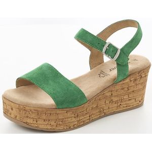 s.Oliver 5-28313-44 Damessandalen met sleehak, groen, 39 EU