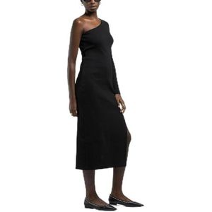 Replay Dames slim fit jurk van katoen, 298 Light Black, L