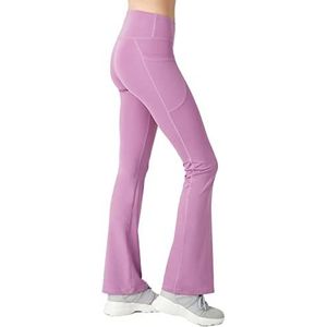 LOS OJOS Bootcut yogabroek voor dames, hoge taille, workout, bootleg, yogalegging met buikcontrole, orchideeënsluier, XL