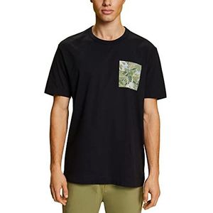 Esprit Collection Jersey T-shirt met print op de borst, 100% katoen, zwart, S