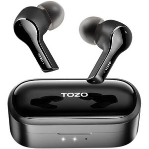 TOZO T9 echte draadloze oordopjes omgevingsruisonderdrukking 4 microfoon Bluetooth 5.3 hoofdtelefoon met lichtgewicht draadloze oplaadcase IPX7 waterdichte geïntegreerde microfoon zwart
