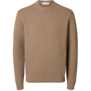 SELECTED FEMME Slhdane Ls Knit Structure Crew Neck Noos, grijsbeige, M