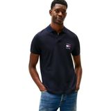 TOMMY HILFIGER - Shirt - Navy - Katoen - Polokraag - Kwartmouw