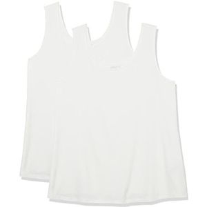 Amazon Essentials Tanktop voor dames (verkrijgbaar in grote maten), 2 stuks, wit, 1 x