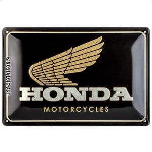 Nostalgic-Art Metalen Retro Bord, Honda MC – Motorcycles Gold – Geschenkidee voor motorfans, van metaal, Vintage ontwerp voor decoratie, 20 x 30 cm
