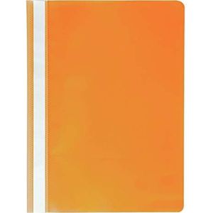 Exacompta 449209B 25-pack plastic snelhechtmappen. Gemaakt van PP-folie voor DIN A4 commerciële hechting, oranje met labelstrips, nietmachine, ideaal voor kantoor en school