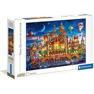 Clementoni 36529 Downtown Puzzel 6000 stukjes vanaf 9 jaar, kleurrijke puzzel voor volwassenen met krachtige kleuren, behendigheidsspel voor het hele gezin, mooi cadeau-idee