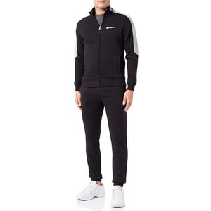 Champion Legacy Sweatsuits-Script Logo Powerblend Fleece Full Zip Sportpak voor heren, Nero/Grigio Monumento, S